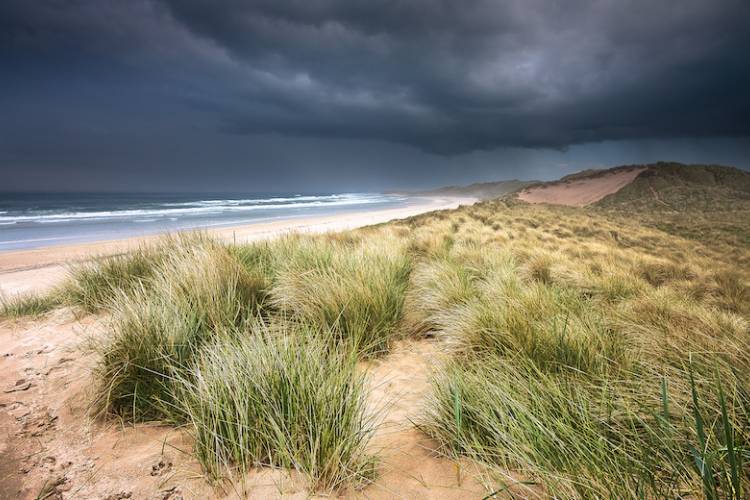 Incoming storm over sand dunes