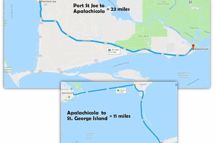 Map - Port St Joe to Apalachicola